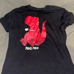 Black T-Shirt with Red Tea Rex Graphic